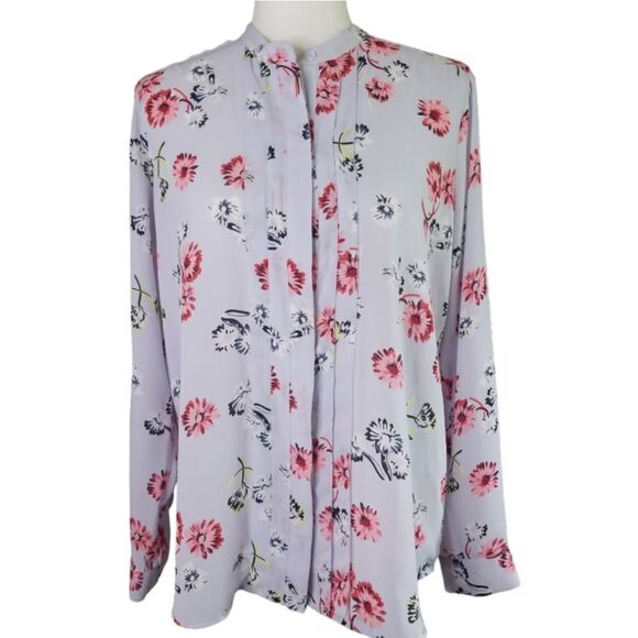 Ann Taylor Floral Blouse Long Sleeve Button Down Size Medium - Picture 1 of 7